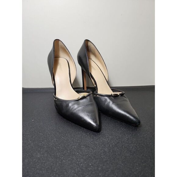 Nine West Takeitez Black Leather Pumps Size 10 - Picture 1 of 7